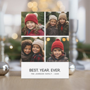 4 Photo Collage Black White - Best Year Ever Holiday Card