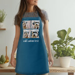 4 Photo Collage - blue with handwritten font text Apron<br><div class="desc">Use your square Instagram photos for the best results! You can also crop your photos into squares before uploading. TO CHANGE THE BACKGROUND - click on the customise or advanced design area, and choose a colour in the colour picker. Add your favourite pictures and snapshots to this film strip for...</div>