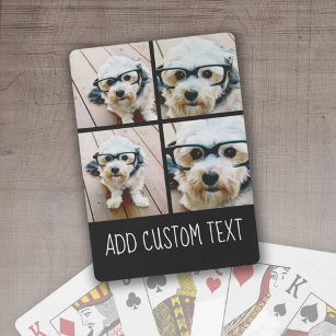 4 Photo Collage - Choose YOUR BACKGROUND COLOR Playing Cards