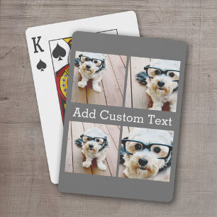 4 Photo Collage - Choose YOUR BACKGROUND COLOR Playing Cards