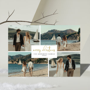4 Photo Collage Coastal Beachy Nautical Christmas Holiday Card