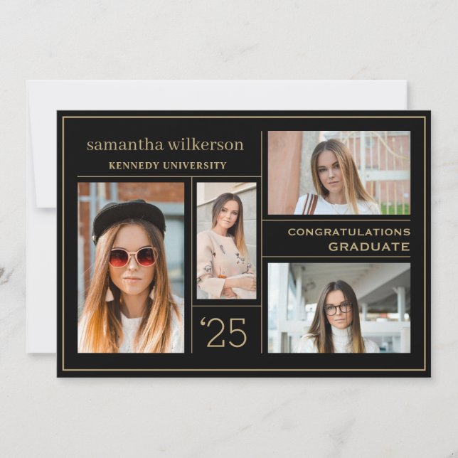 4 Photo Collage Congratulations Graduate  Announcement (Front)