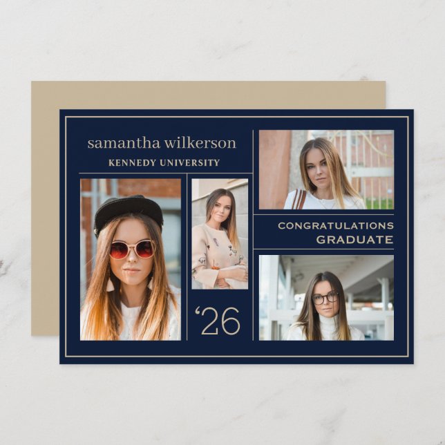 4 Photo Collage Congratulations Graduate  Card (Front/Back)