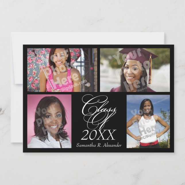 4-Photo Collage Custom Graduation Announcement (Front)
