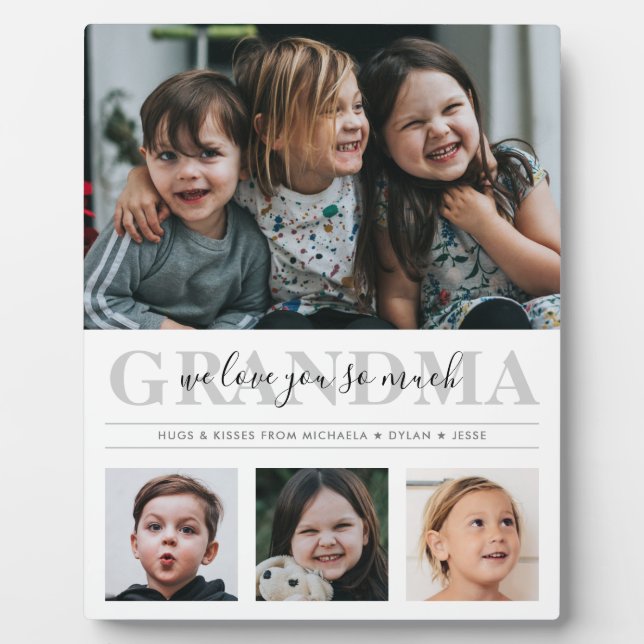4-Photo Collage & Custom Text Grandma/Nana/Other Plaque (Front)