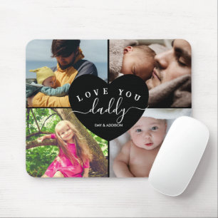 4 Photo Collage Custom Text Personalized Daddy  Mouse Pad