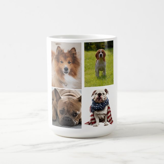 4 Photo Collage Dog Lover Pet Coffee Mug (Center)