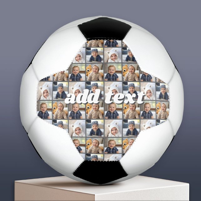 4 Photo Collage Duplicated All Over Can Edit Colou Soccer Ball (Custom Soccer Ball)