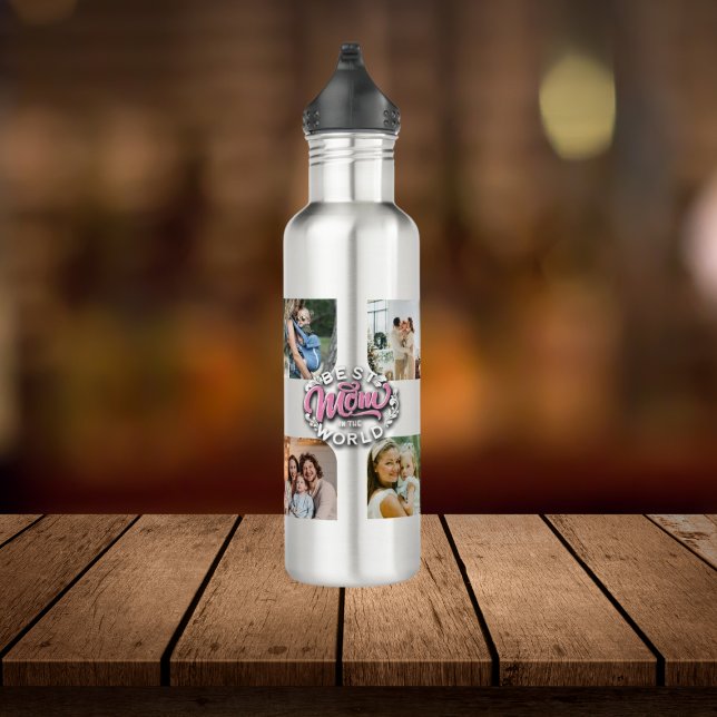 4 Photo Collage Family Memory Mother's Day 710 Ml Water Bottle (Creator Uploaded)