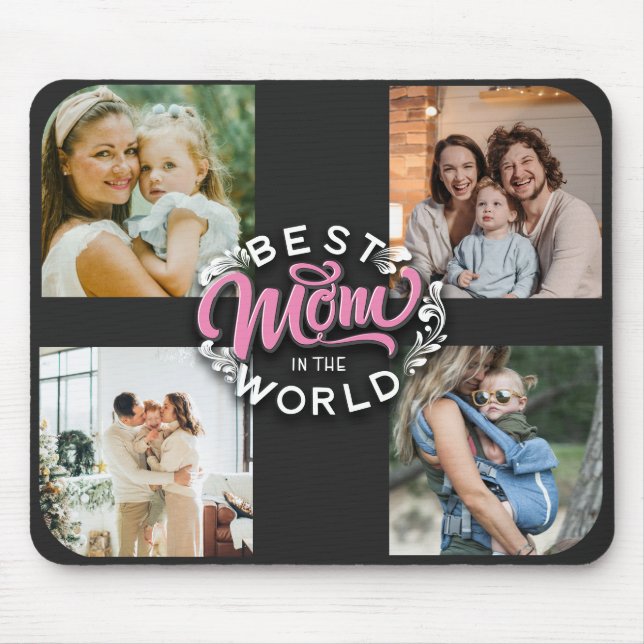 4 Photo Collage Family Memory Mother's Day Mouse Pad (Front)