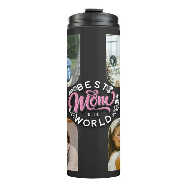 4 Photo Collage Family Memory Mother's Day Thermal Tumbler (Front)