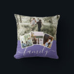 4 Photo Collage Family Personalised Cushion<br><div class="desc">4 Photo Collage Family Personalised throw pillow from Ricaso -lilac white with 4 photo templates</div>