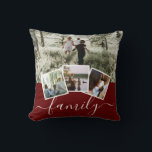 4 Photo Collage Family Personalised Cushion<br><div class="desc">4 Photo Collage Family Personalised throw pillow from Ricaso - Red white with 4 photo templates</div>
