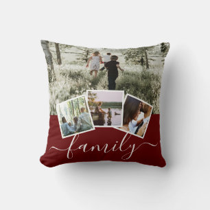 4 Photo Collage Family Personalised Cushion