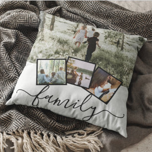 4 Photo Collage Family Personalised Cushion