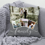 4 Photo Collage Family Personalised Cushion<br><div class="desc">4 Photo Collage Family Personalised throw pillow from Ricaso - grey white with 4 photo templates</div>