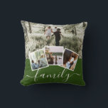 4 Photo Collage Family Personalised Cushion<br><div class="desc">4 Photo Collage Family Personalised throw pillow from Ricaso - Green white and black and white with 4 photo templates</div>