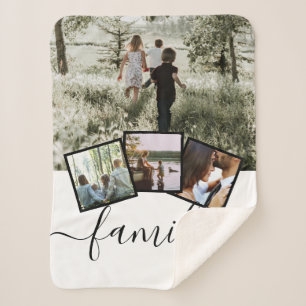 4 Photo Collage Family Personalised Custom Sherpa Blanket