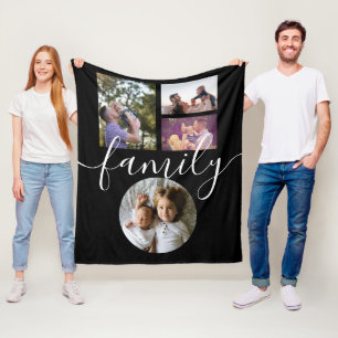 4 Photo Collage Family Personalised Fleece Blanket