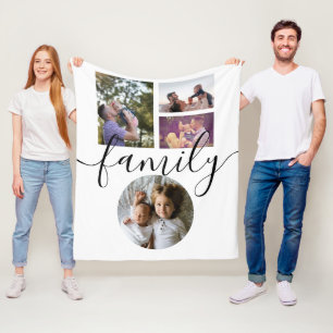 4 Photo Collage Family Personalised Fleece Blanket