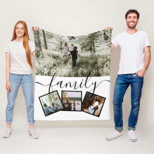4 Photo Collage Family Personalised Fleece Blanket