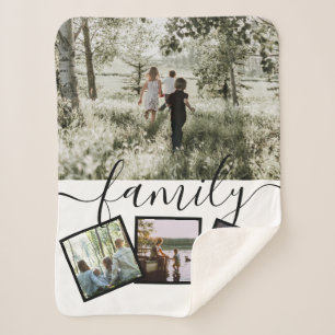 4 Photo Collage Family Personalised Sherpa Blanket