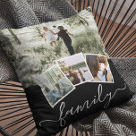 4 Photo Collage Family Personalized Cushion<br><div class="desc">4 Photo Collage Family Personalized throw pillow from Ricaso - Black white with 4 photo templates</div>