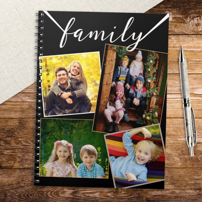 4 Photo Collage Family Pictures Custom  Notebook (A custom notebook with 'family' heading, to personalize with your own photos)