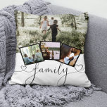 4 Photo Collage Family Typography Personalized Cushion<br><div class="desc">4 Photo Collage Family love heart typography Personalized throw pillow from Ricaso - black and white with 4 photo templates</div>