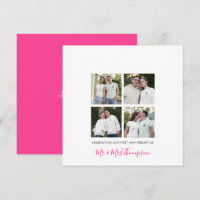 4 photo collage First Anniversary Custom Pink
