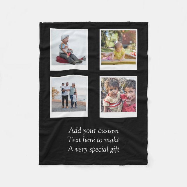 4 Photo Collage  Fleece Blanket (Front)