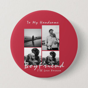 4-Photo Collage Forever Boyfriend Valentine's day 7.5 Cm Round Badge