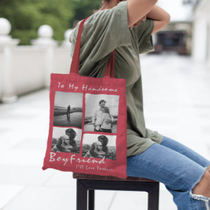 4-Photo Collage Forever Boyfriend Valentine's day Tote Bag