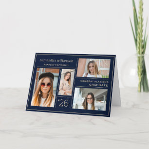 4 Photo Collage Gold Congratulations Graduate Card