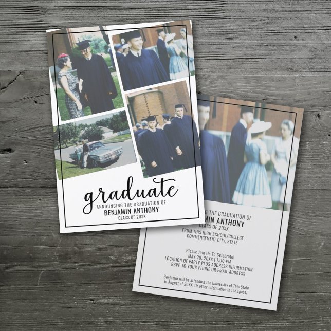 4 Photo Collage Graduate Announce - Graduation Invitation (Creator Uploaded)
