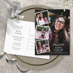 4 Photo Collage Graduation Party Invitation Postcard