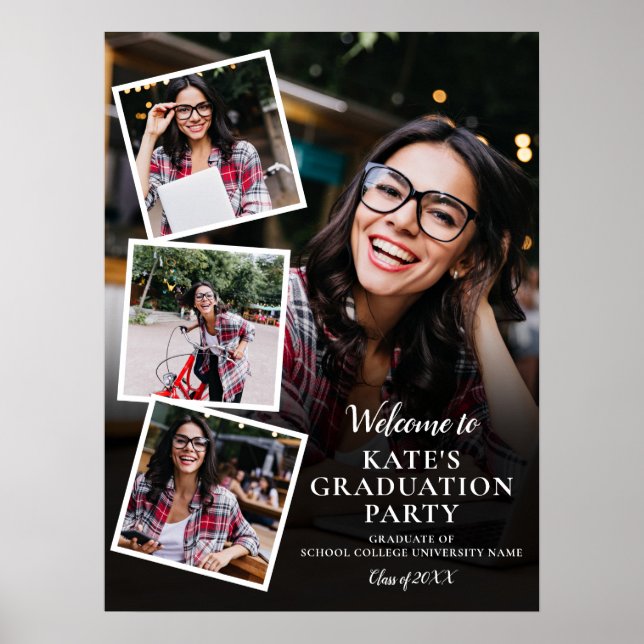 4 Photo Collage Graduation Party Welcome SIgn (Front)