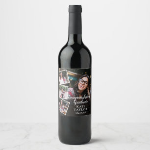 4 Photo Collage Graduation Party Wine Label