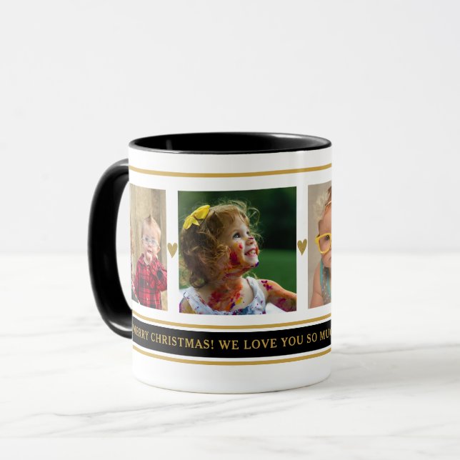 4 Photo Collage Grandkids Grandparents Christmas Mug (Front Left)