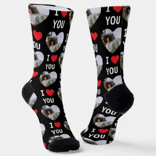 4 Photo Collage I Love You Socks