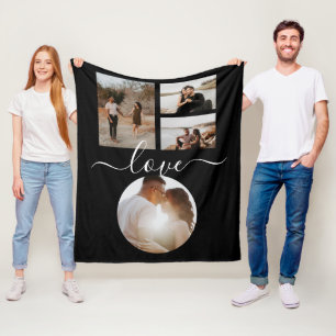 4 Photo Collage Love Personalised Fleece Blanket
