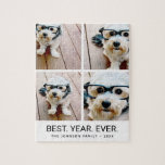 4 Photo Collage Minimalist - Best Year Ever black Jigsaw Puzzle<br><div class="desc">Use your favourite photo or pictures to make a fun keepsake to share with friends. A minimalist design with only snapshots and a text block.</div>
