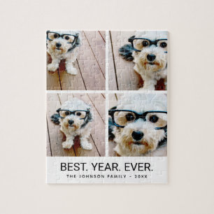 4 Photo Collage Minimalist - Best Year Ever black Jigsaw Puzzle