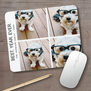 4 Photo Collage Minimalist - Best Year Ever Mouse Pad
