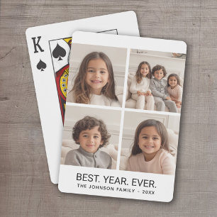 4 Photo Collage Minimalist - Best Year Ever Playing Cards