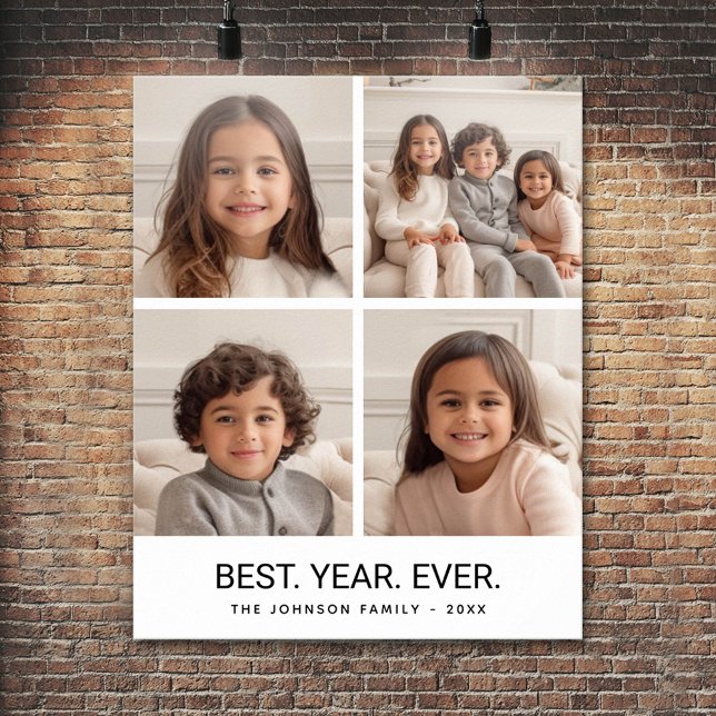 4 Photo Collage Minimalist - Best Year Ever Poster (Personalized Poster - Add your photos and text)