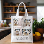 4 Photo Collage Minimalist - Best Year Ever Reusable Grocery Bag<br><div class="desc">You can use Instagram photos for this design. Use 8 square photos to create a unique and personal gift. Or you can keep the hipster puppy and make a trendy keepsake. If you need to adjust the pictures,  click on the customise tool to make changes.</div>