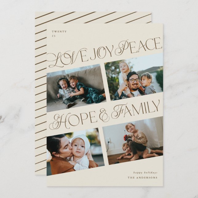 4 Photo Collage Minimalist Chrismtas Holiday Card (Front/Back)