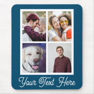 4 Photo Collage Minimalist monogram Mousepad