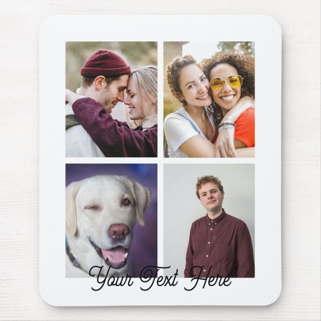 4 Photo Collage Minimalist monogram Mousepad (Front)